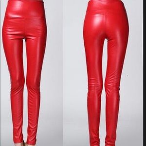 High waisted pencil fit leather leggings